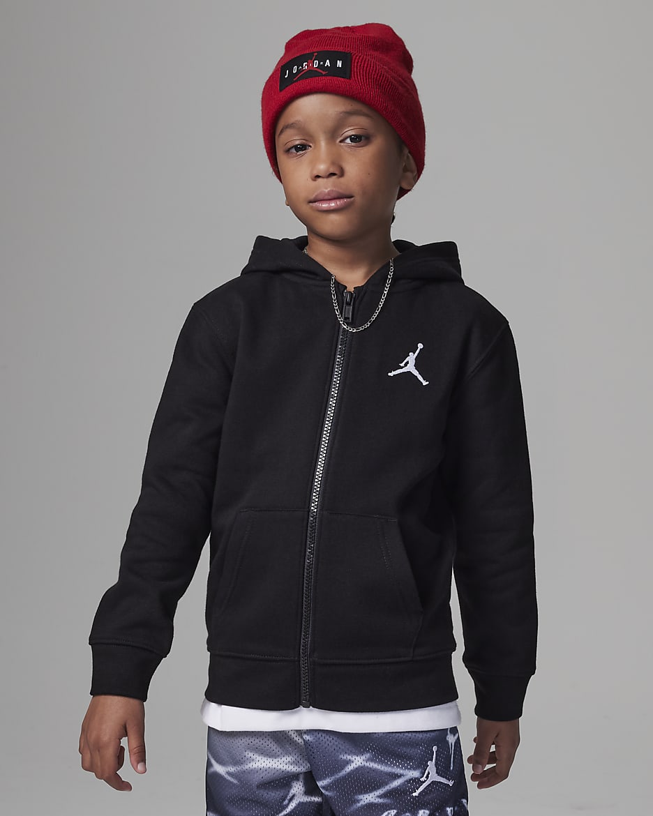 Jordan MJ Essentials French Terry Full-Zip Hoodie Little Kids Hoodie - Black