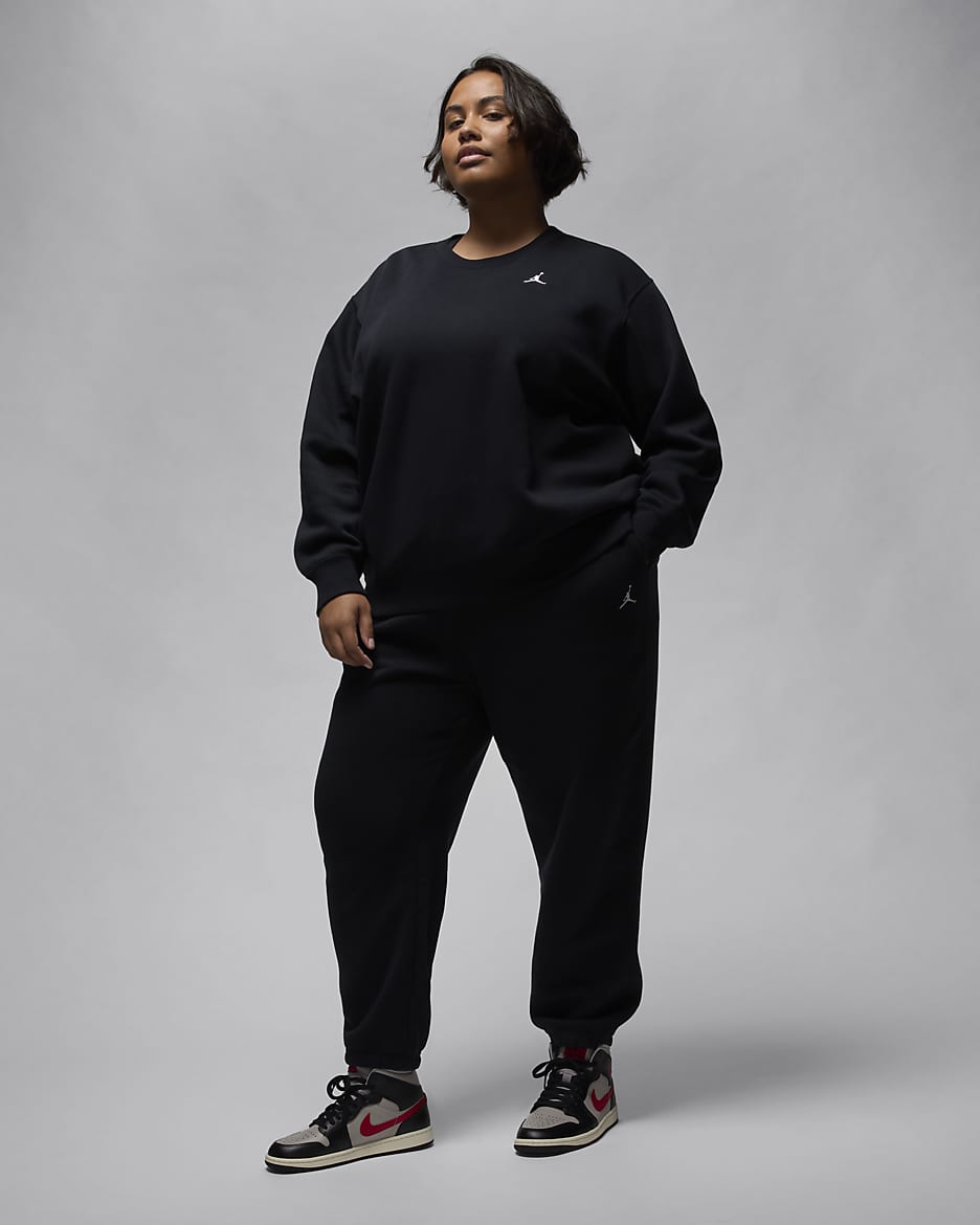 Jordan Brooklyn Fleece damebukse (Plus Size) - Svart/Hvit