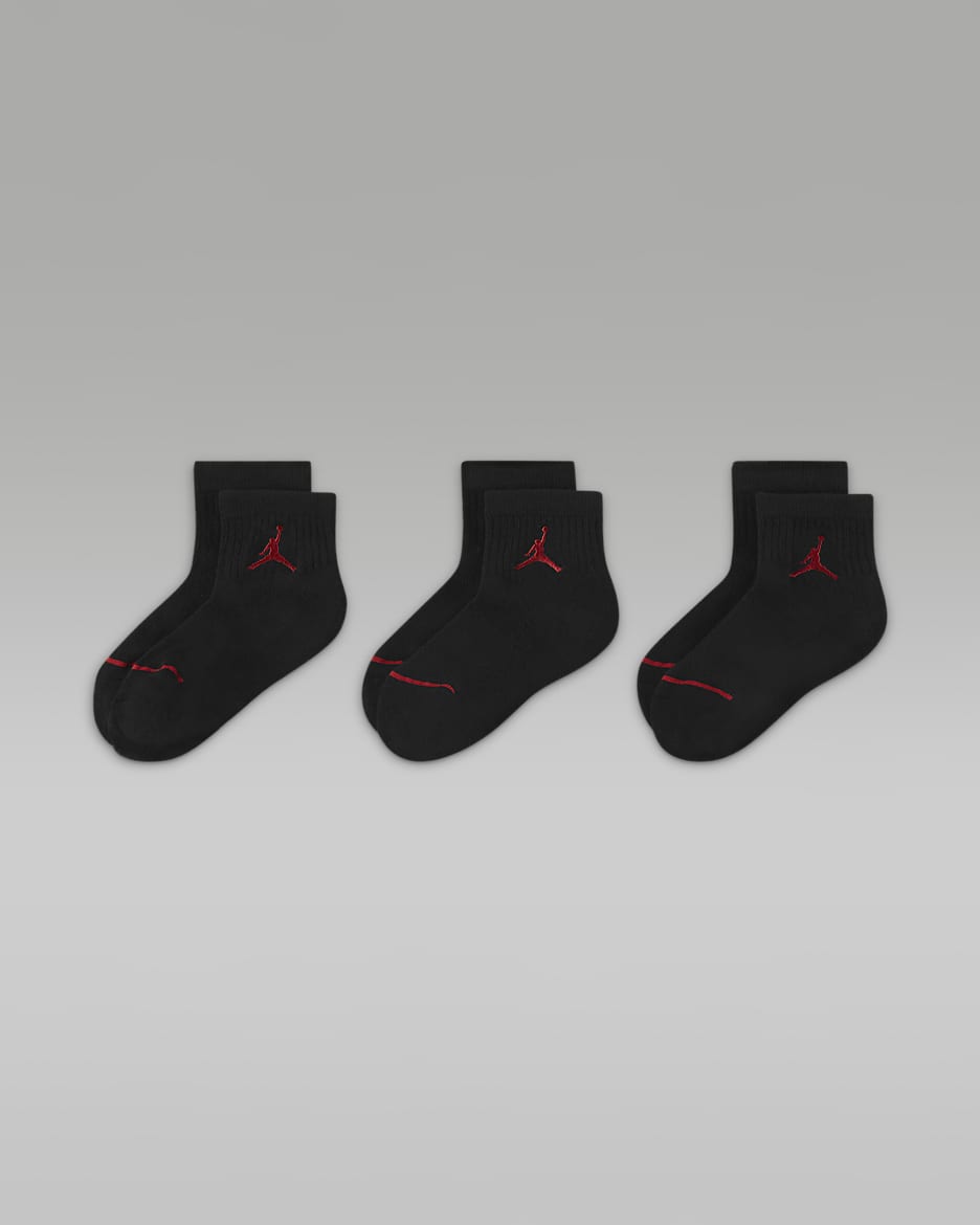 Jordan Little Kids' Ankle Socks (3 Pairs) - Black