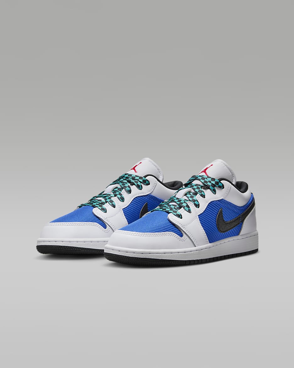 รองเท้าเด็กโต Air Jordan 1 Low SE - ขาว/Hyper Royal/Hyper Jade/ดำ