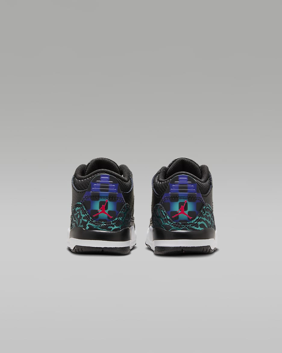 Jordan 3 Retro Baby/Toddler Shoes - Black/Hyper Jade/White/Siren Red