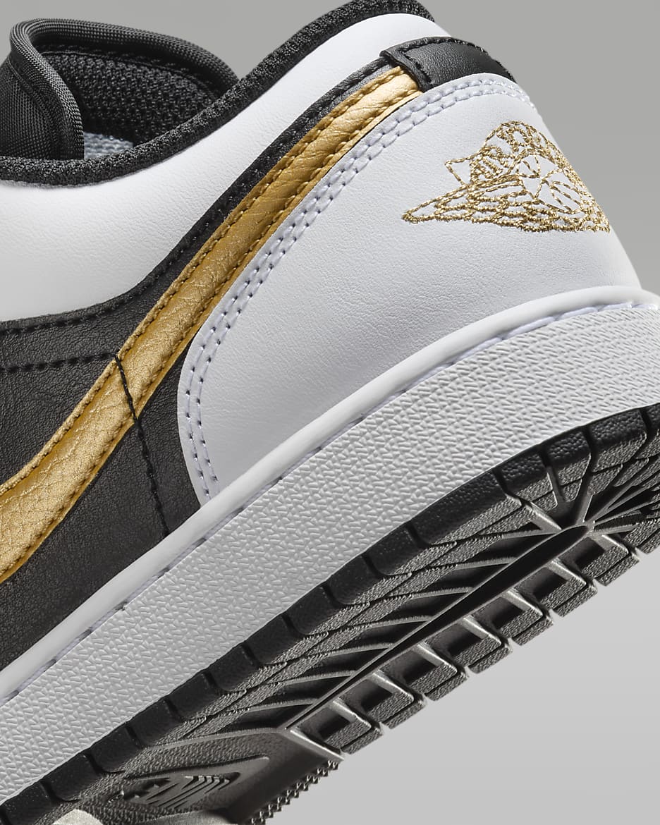 Air Jordan 1 Low Older Kids' Shoes - White/Black/Metallic Gold