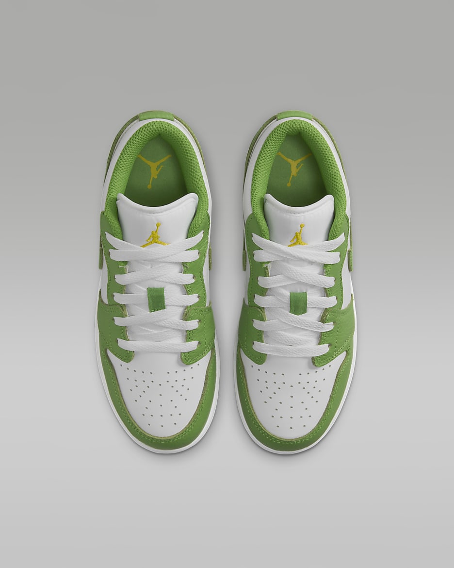 Air Jordan 1 Low SE Big Kids' Shoes - White/Lightning/Chlorophyll