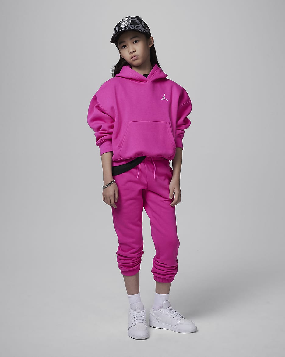 Jordan Brooklyn Essentials Big Kids' Pullover Hoodie - Fire Pink