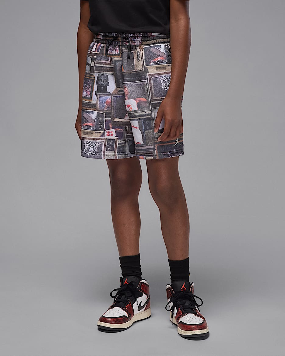 Jordan Big Kids' Brooklyn Printed Fleece Shorts - Black