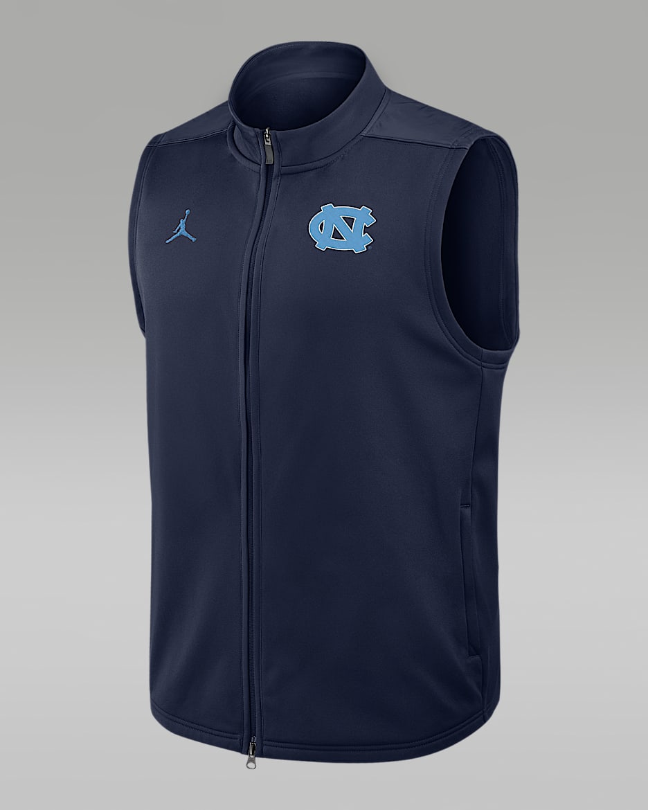 Chaleco universitario marca Jordan Therma-FIT de cierre completo para hombre North Carolina Victory - Azul marino