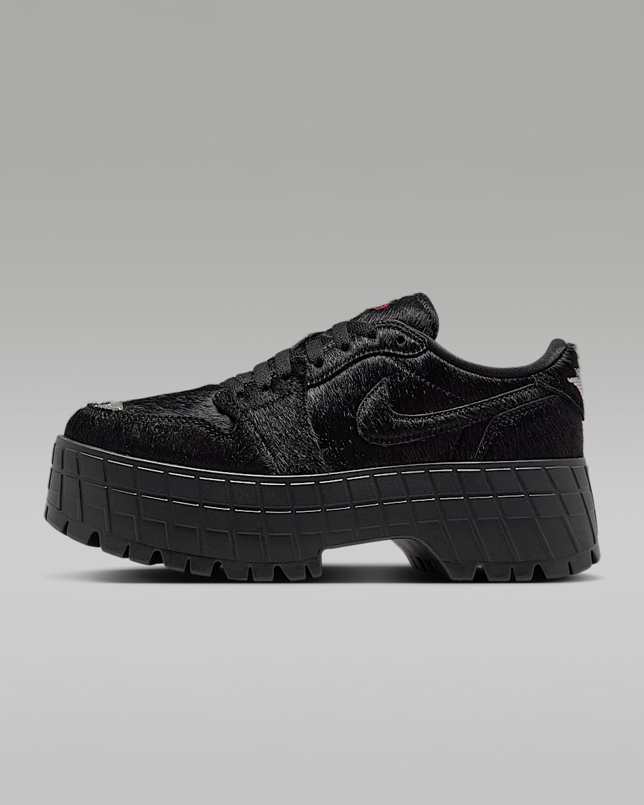 Air Jordan 1 Brooklyn Low Women's Shoes - Black/Black/Gym Red