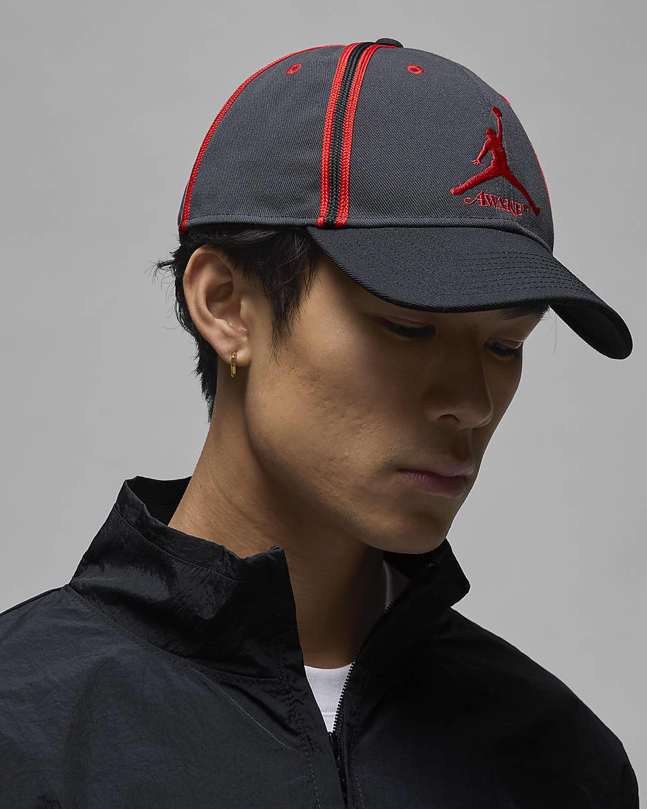 Jordan x Awake NY Structured Club Hat - Dark Smoke Grey/University Red