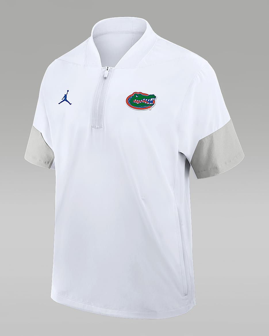 Florida Sideline Coach Men's Nike Jordan Brand 1/2-Zip Short-Sleeve Hooded Jacket - White