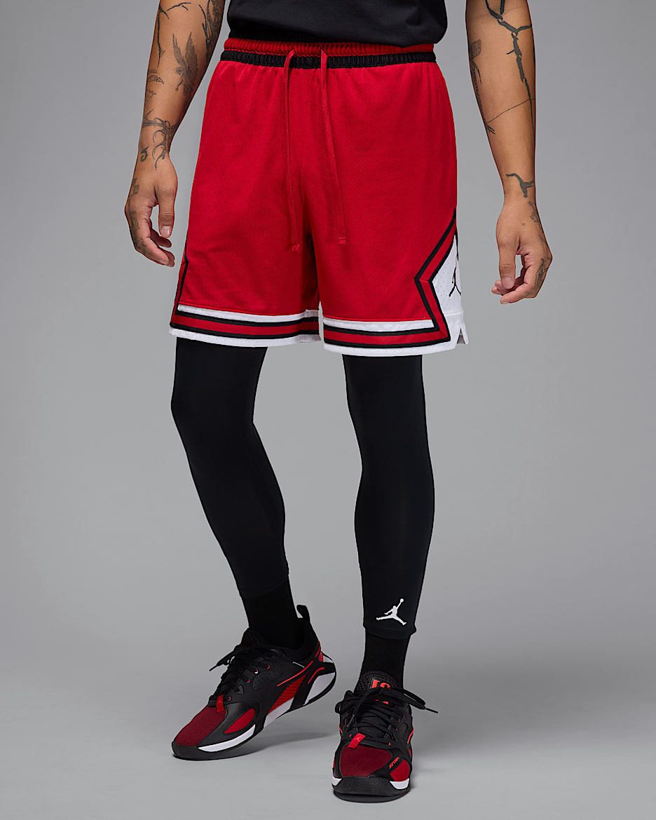 Jordan Sport Men's Dri-FIT Mesh Diamond Shorts - Gym Red/White/Black