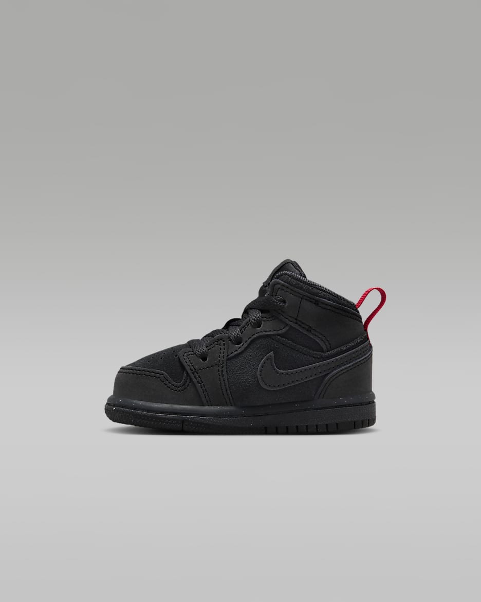 Tenis para bebé e infantil Jordan 1 Mid SE Craft - Gris humo oscuro/Rojo universitario/Negro