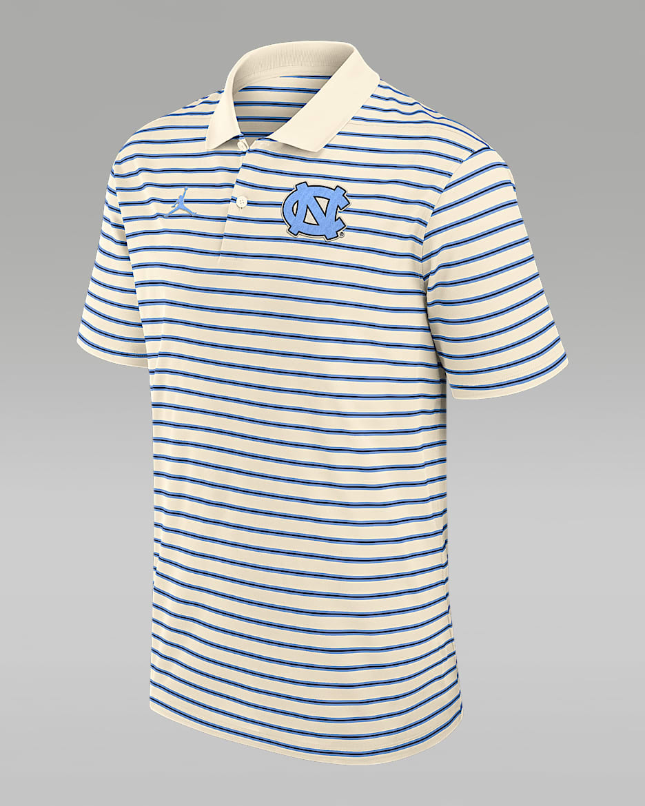North Carolina Striped Men's Jordan Brand Dri-FIT College Polo - Tan/Beige
