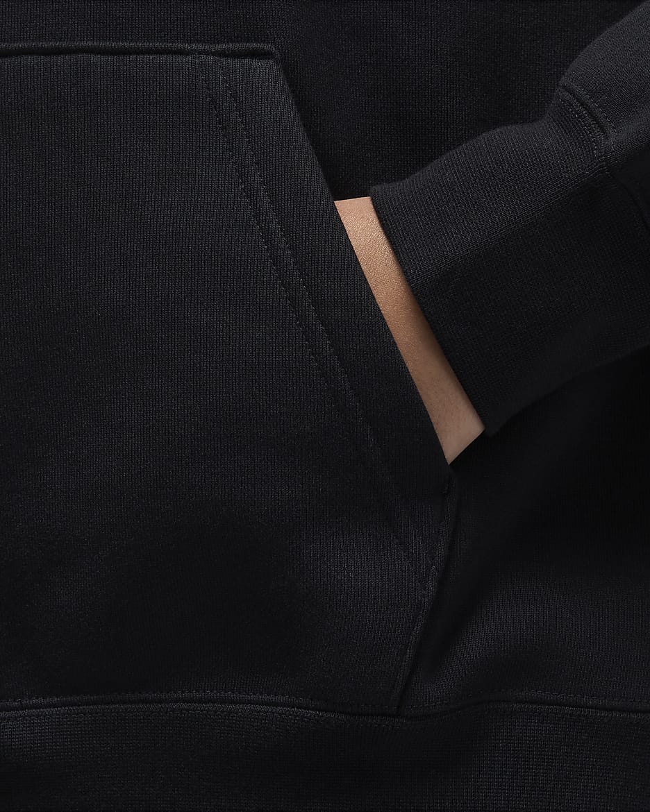 Jordan Flight Fleece Women's Satin-Lined Pullover Hoodie - Black/Dark Smoke Grey