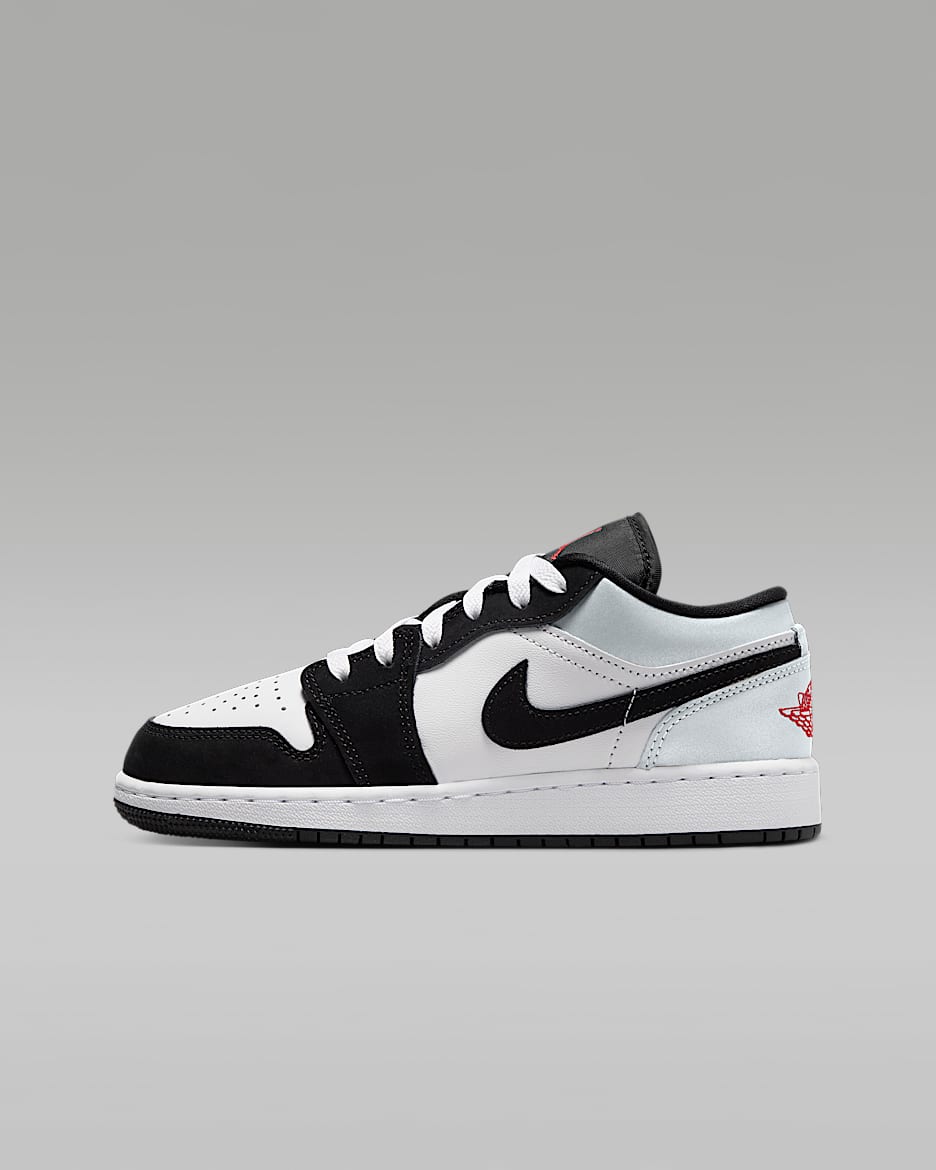 Air Jordan 1 Low SE Big Kids' Shoes - White/Black/Matte Silver/Fire Red