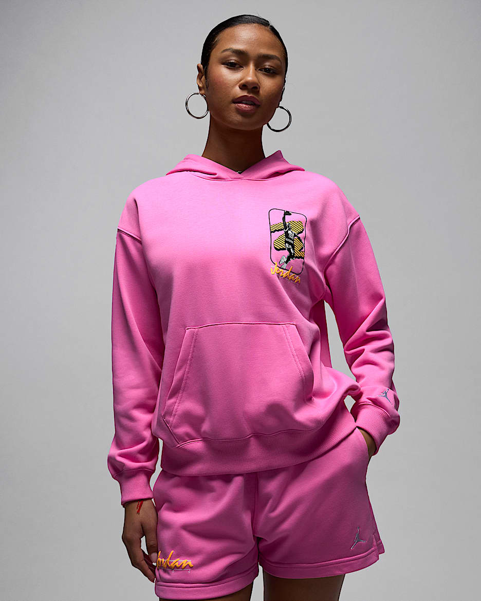 Jordan Brooklyn Fleece Women's Pullover Hoodie - Playful Pink/White