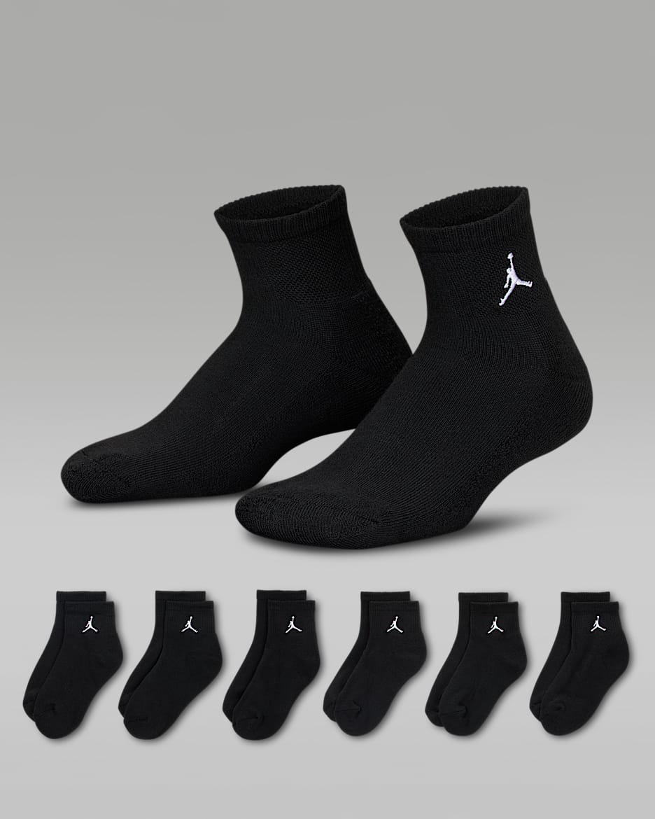 Jordan Everyday Essentials Big Kids' Ankle Socks (6 Pairs) - Black