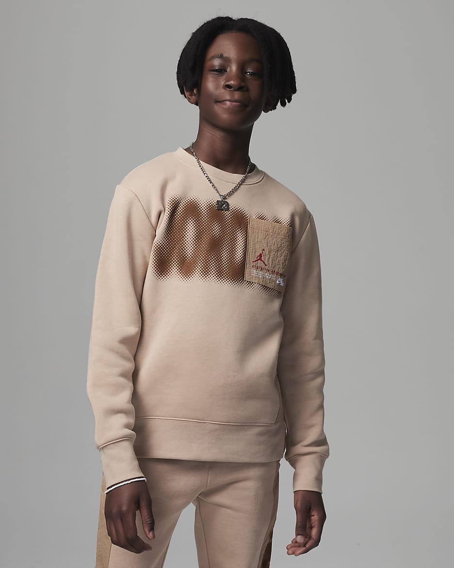 Sudadera para niños talla grande Jordan Nothing But Nylon Crew - Cáñamo