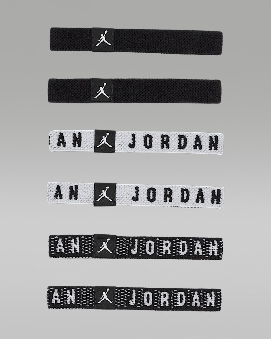 Jordan Hair Bands (6 Pack) - Black/Black/White