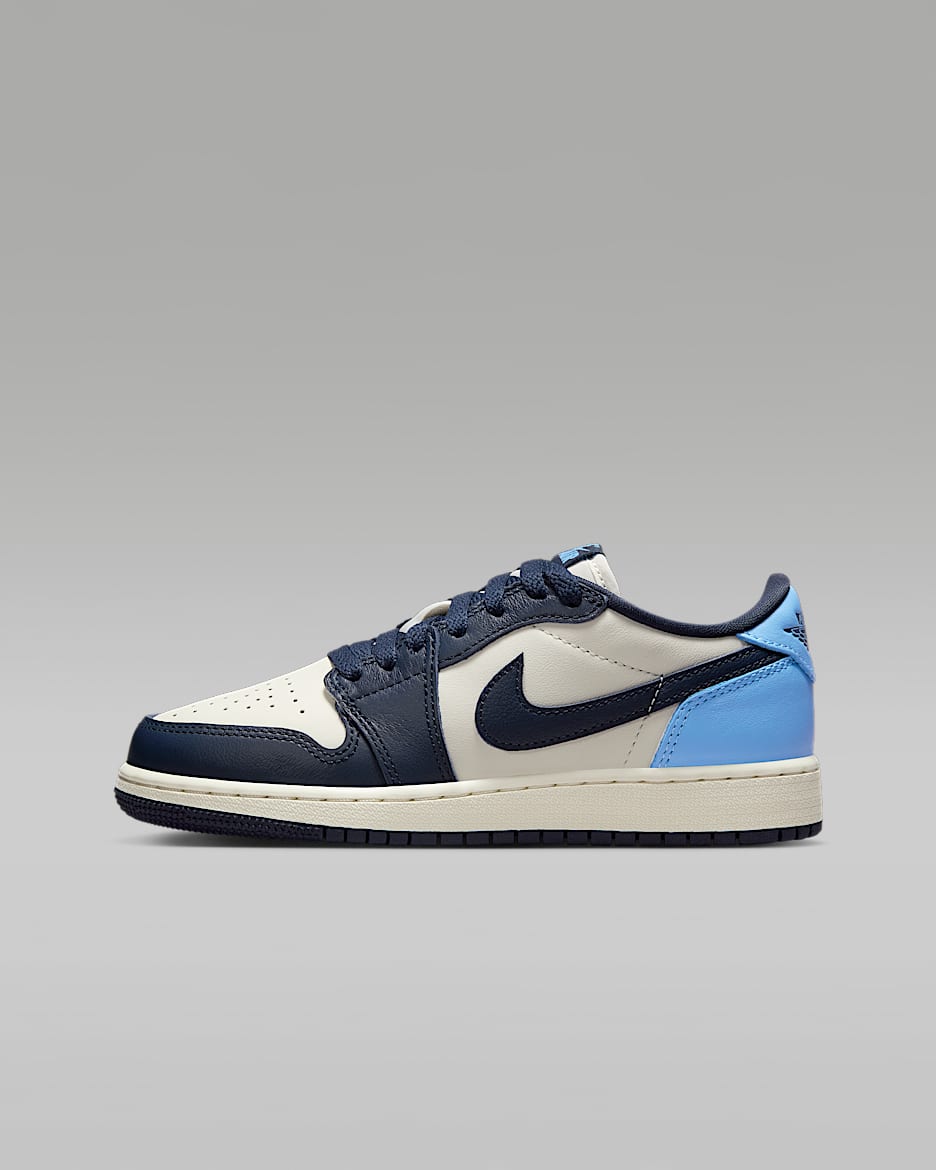 Air Jordan 1 Low OG "Obsidian" Big Kids' Shoes - Obsidian/Sail/University Blue