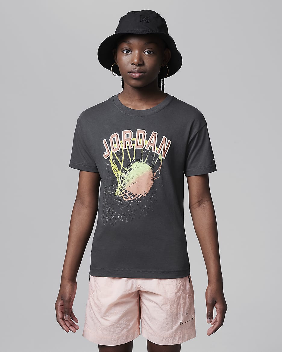 Jordan Hoop Style Big Kids' Graphic T-Shirt - Anthracite