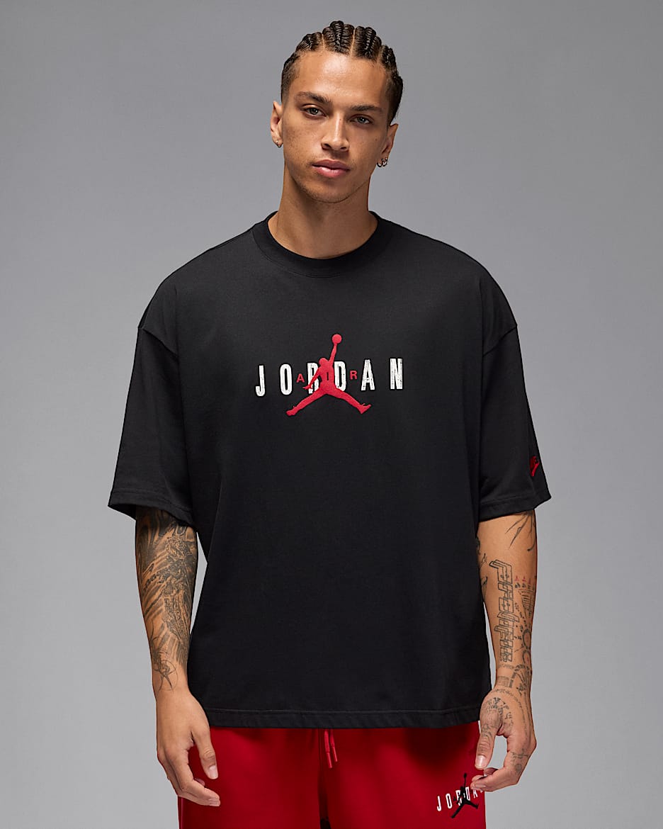 Jordan Brooklyn oversized T-shirt voor heren - Zwart/Gym Red