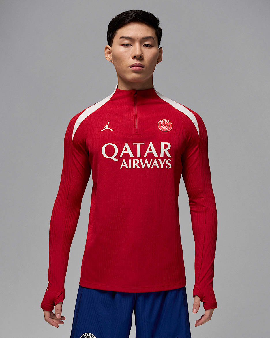 Haut d'entraînement de foot en maille Jordan Dri-FIT ADV Paris Saint-Germain Strike Elite 4e tenue pour homme - Wings Jordan Red/Phantom/Phantom