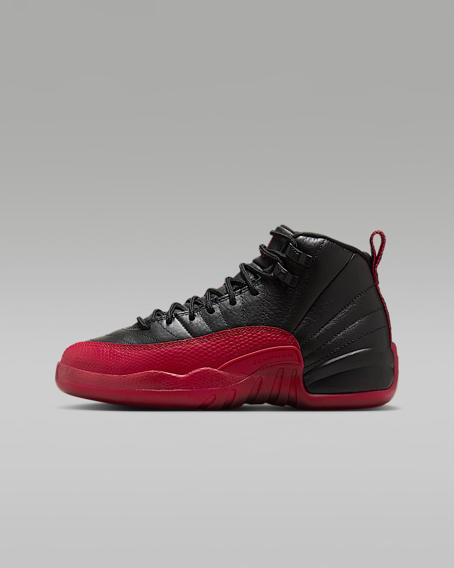 Air Jordan 12 Retro "Black and Varsity Red" Big Kids' Shoes - Black/Varsity Red