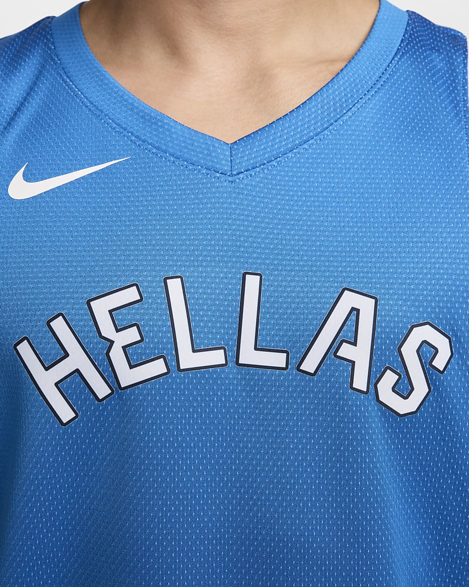 Griekenland Limited Road Nike Basketbaljersey voor heren - Light Photo Blue/Wit