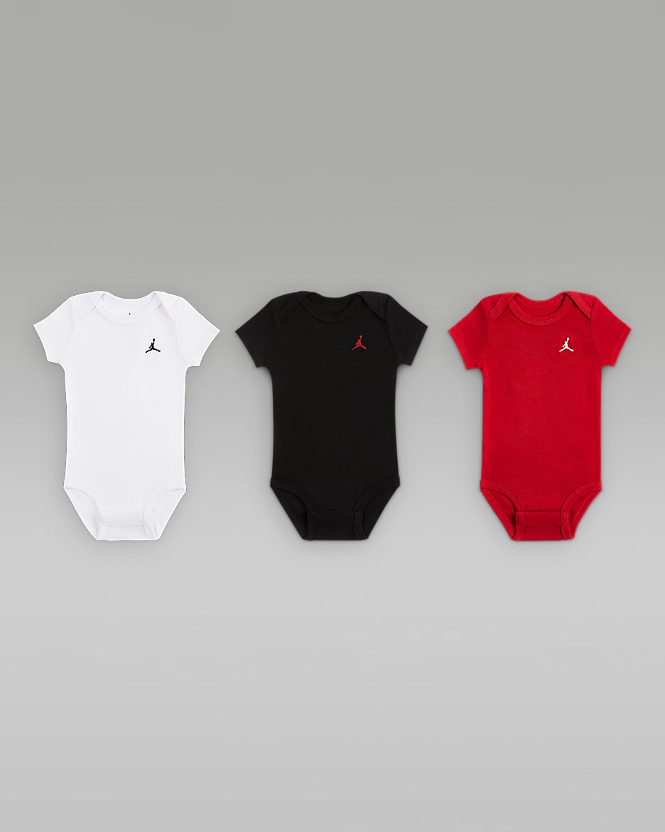 Jordan Everyday Essentials Baby Bodysuits (3-Pack) - Gym Red