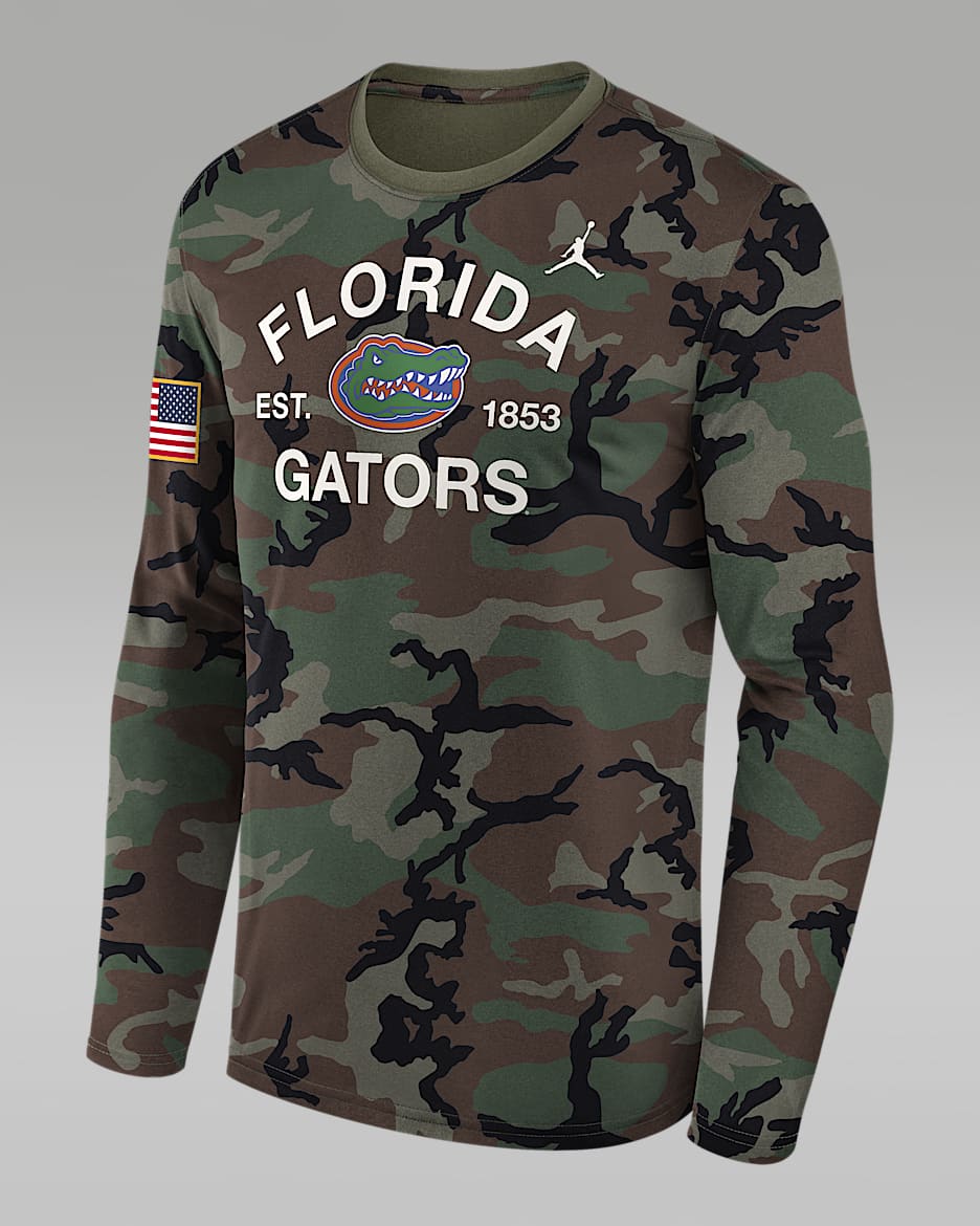 Florida 2025 Military Appreciation Legend Men's Jordan Brand Dri-FIT College Long-Sleeve T-Shirt - Olive