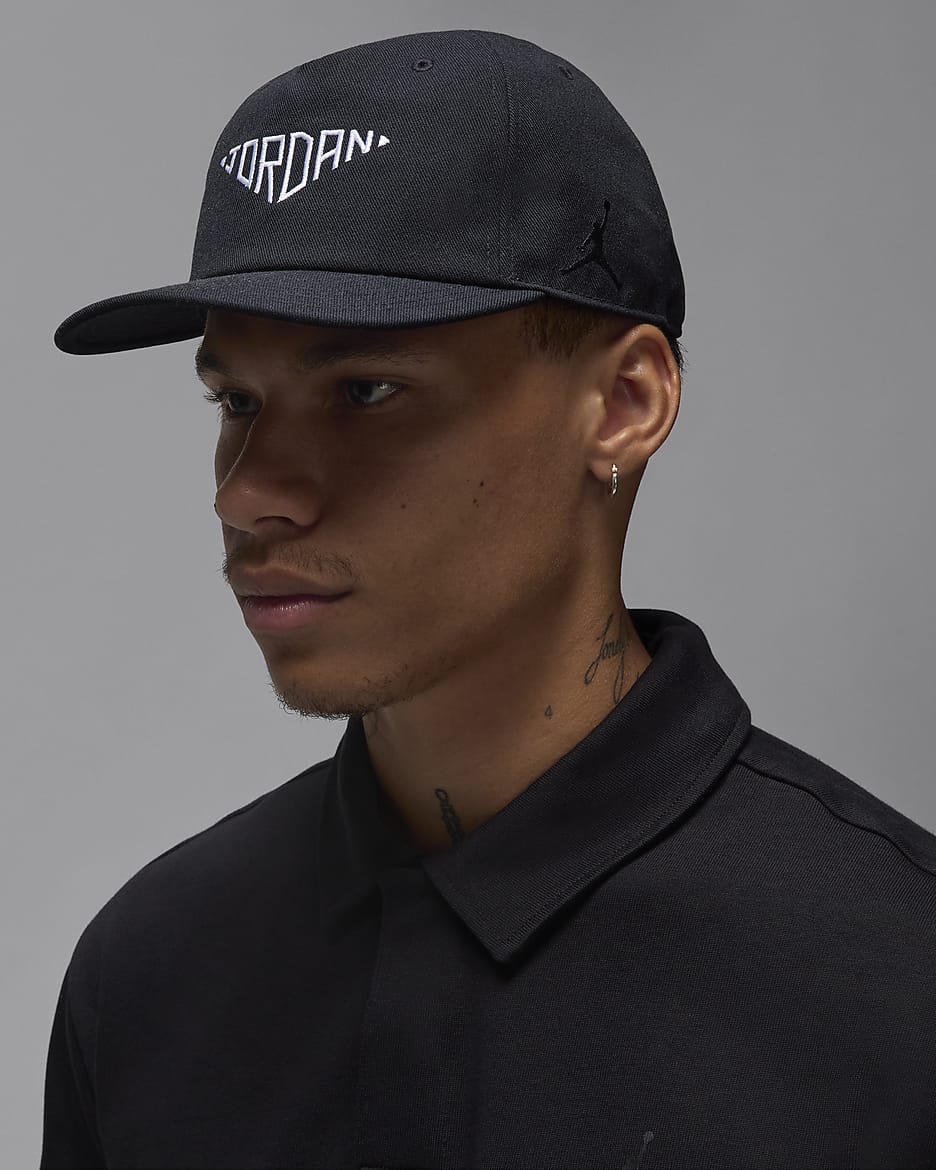 Jordan Pro Unstructured Flat-Bill Hat - Black/White