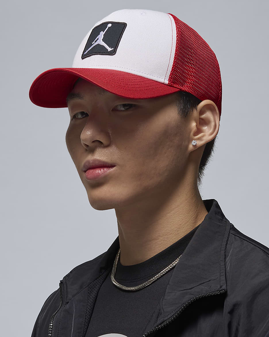 Jordan Rise Structured Hat - White/Gym Red/White