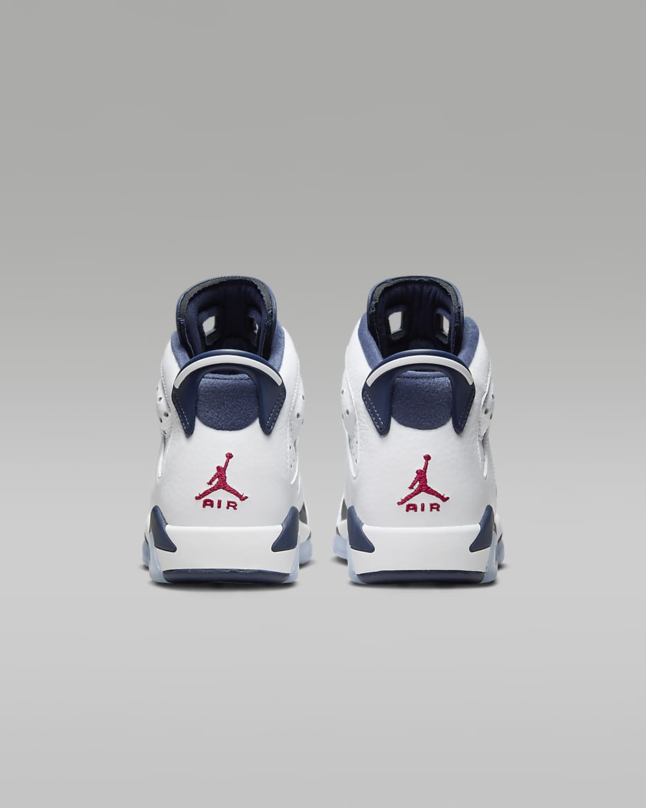 Air Jordan 6 Retro "White and Midnight Navy" Big Kids' Shoes - White/Midnight Navy/Varsity Red