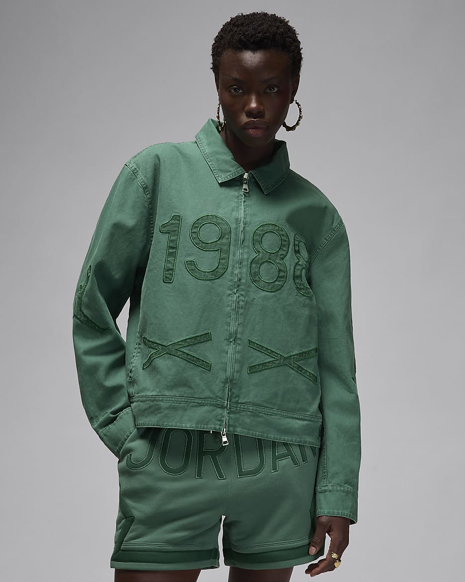 Jordan x Nina Chanel Abney Canvas Jacket - Green Stone