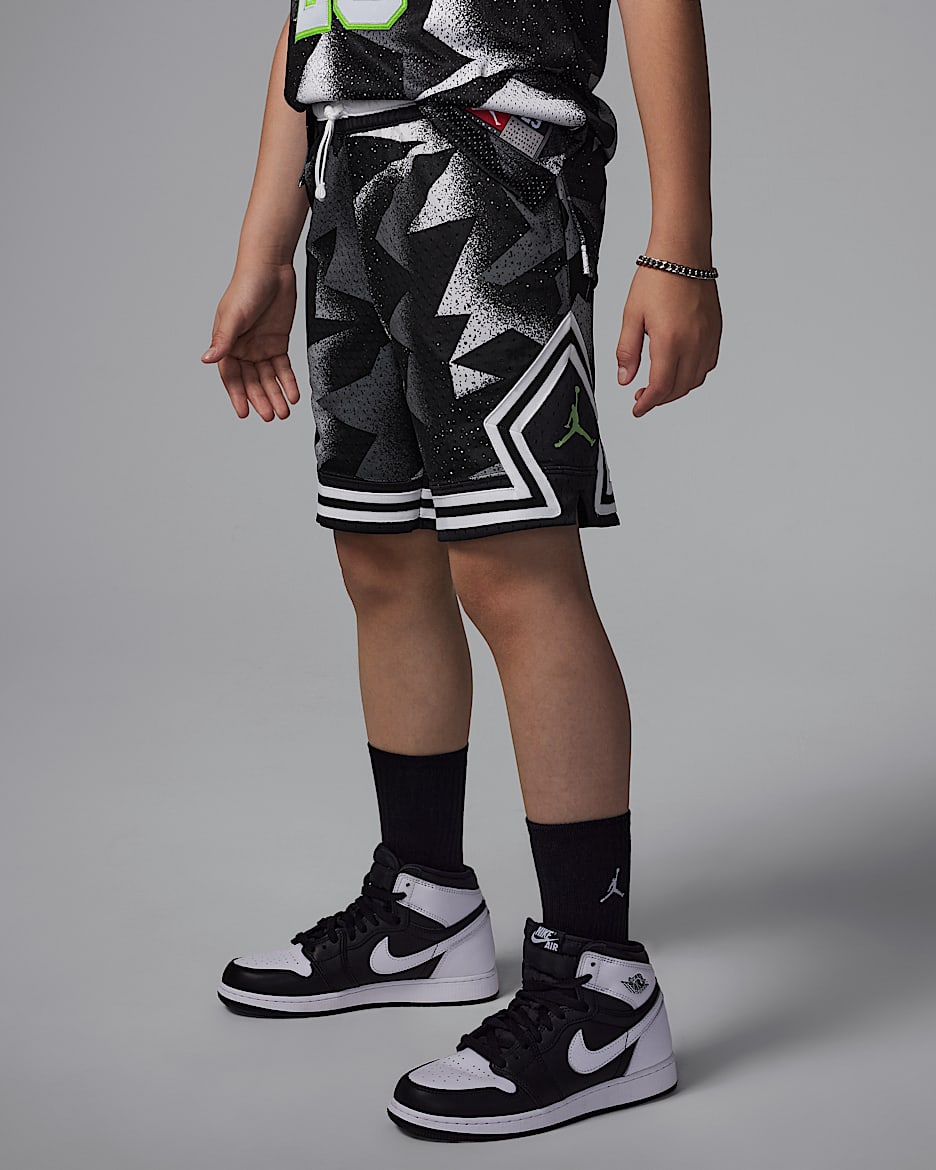 Shorts deportivos Diamond estampados MJ para niños talla grande Jordan Dri-FIT - Negro