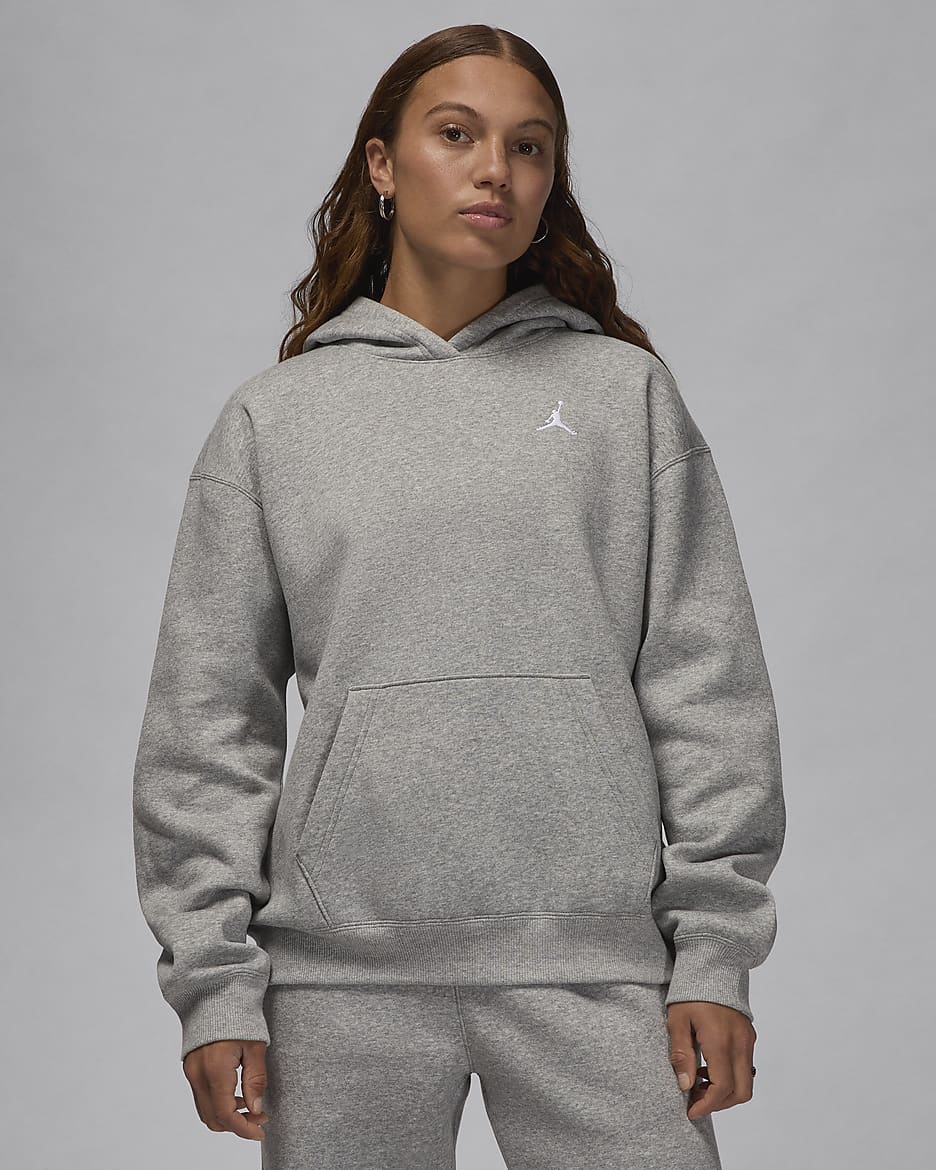 Sweat à capuche Jordan Brooklyn Fleece pour femme - Dark Grey Heather/Blanc