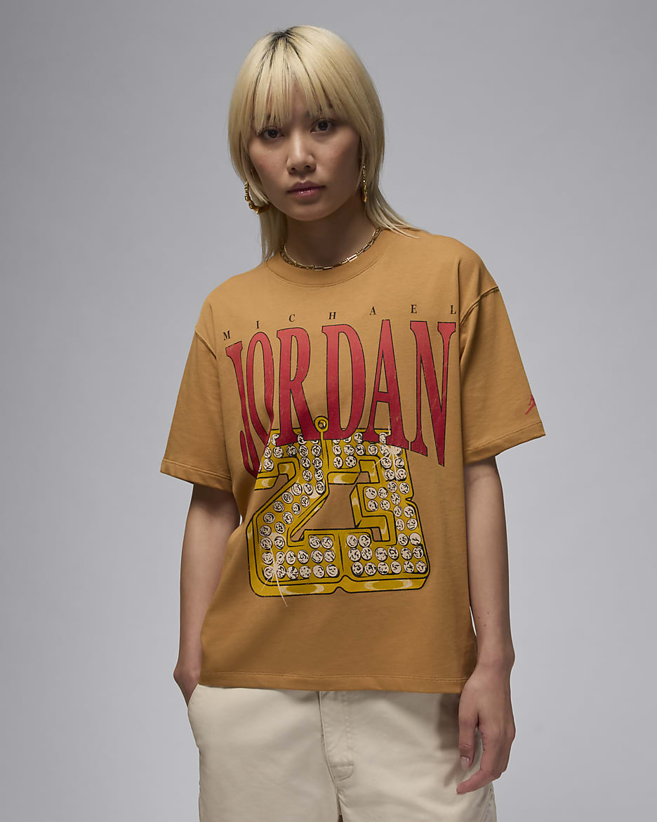 Jordan (Her)itage Women's Graphic T-Shirt - Flax/Track Red