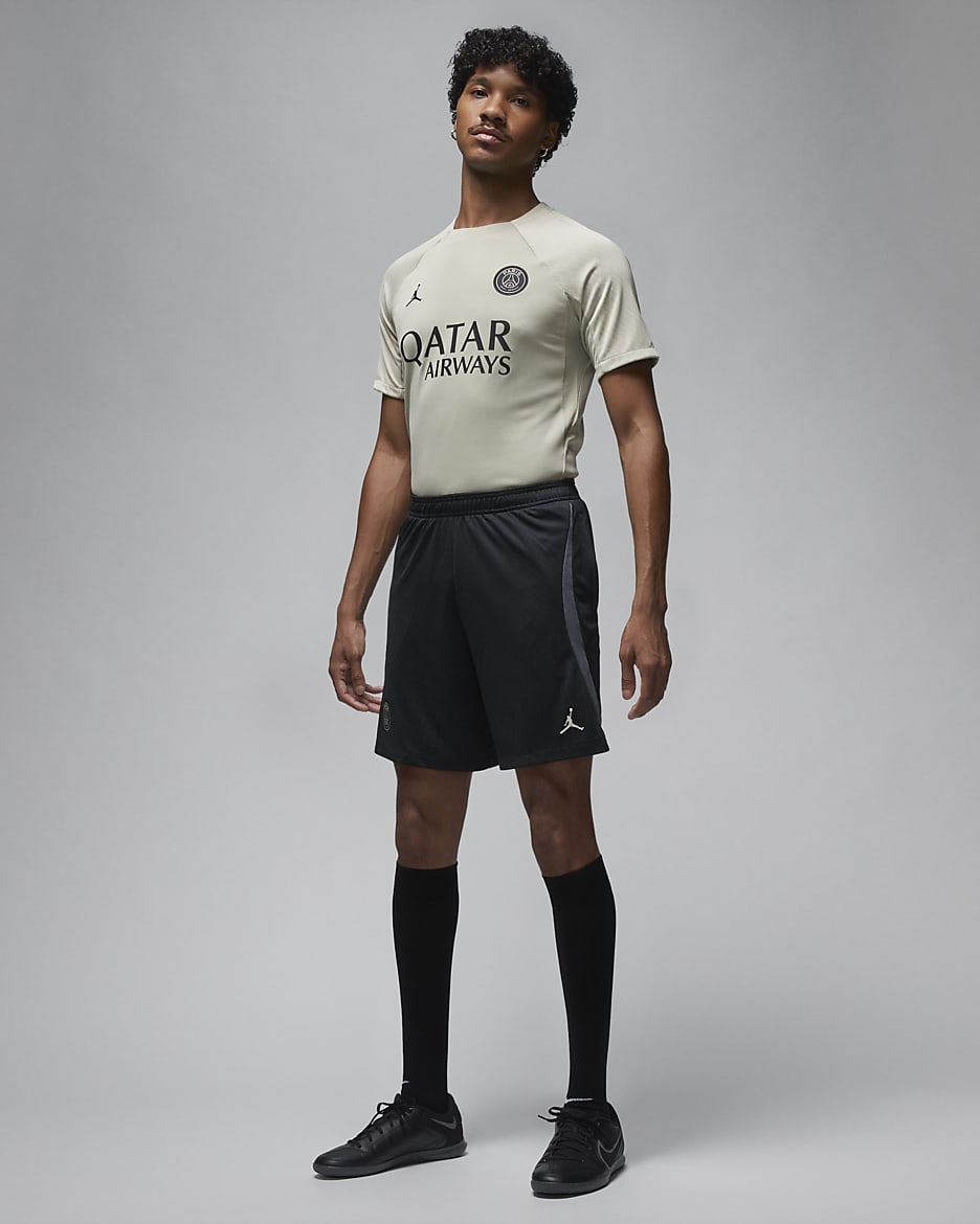 Short de foot en maille Jordan Dri-FIT Paris Saint-Germain Strike Third pour homme - Noir/Iron Grey/Stone