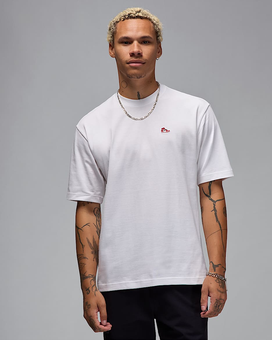 Playera con parche de tenis para hombre Jordan Brand - Blanco/Rojo universitario