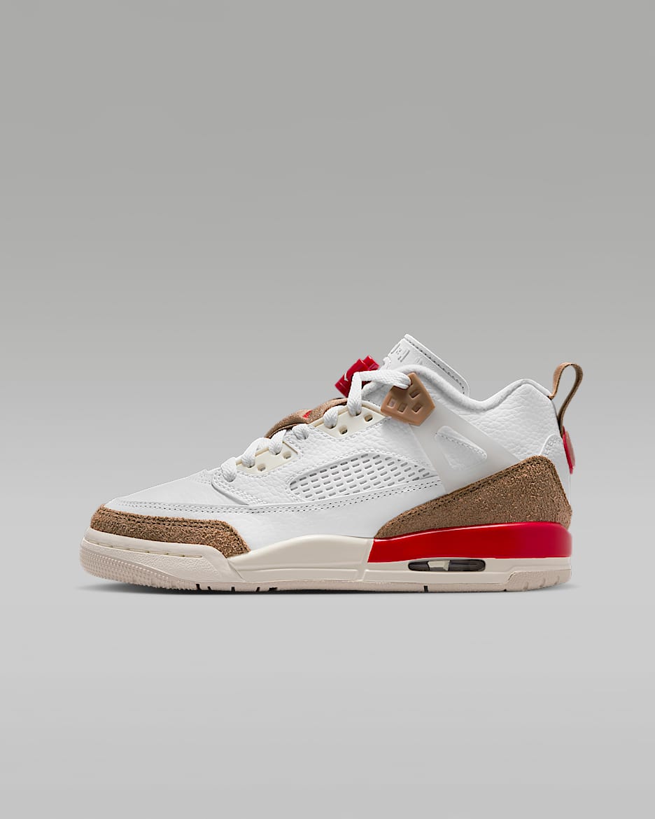 Jordan Spizike Low Big Kids' Shoes - White/Desert Camo/Sail/Fire Red