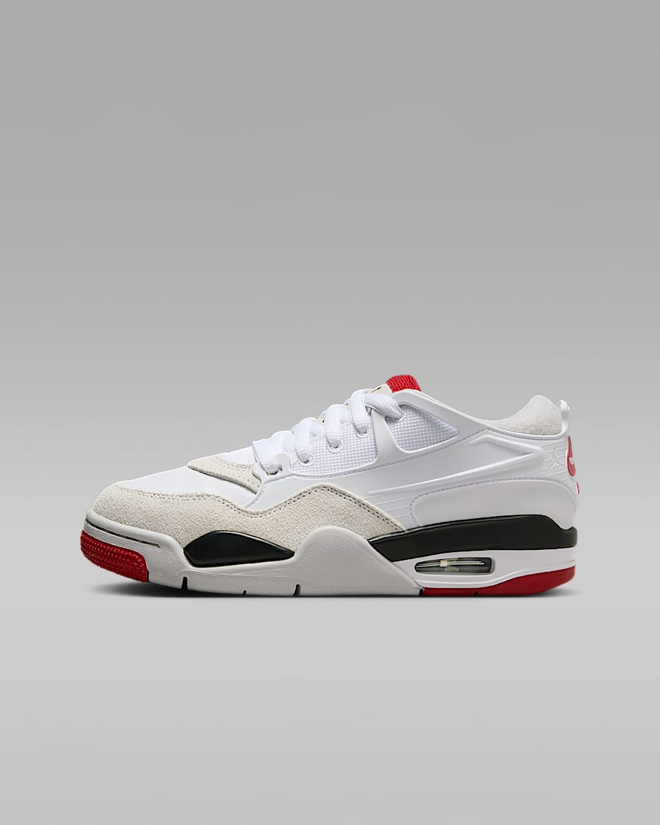 Air Jordan 4 RM Big Kids' Shoes - White/Black/Neutral Grey/Varsity Red