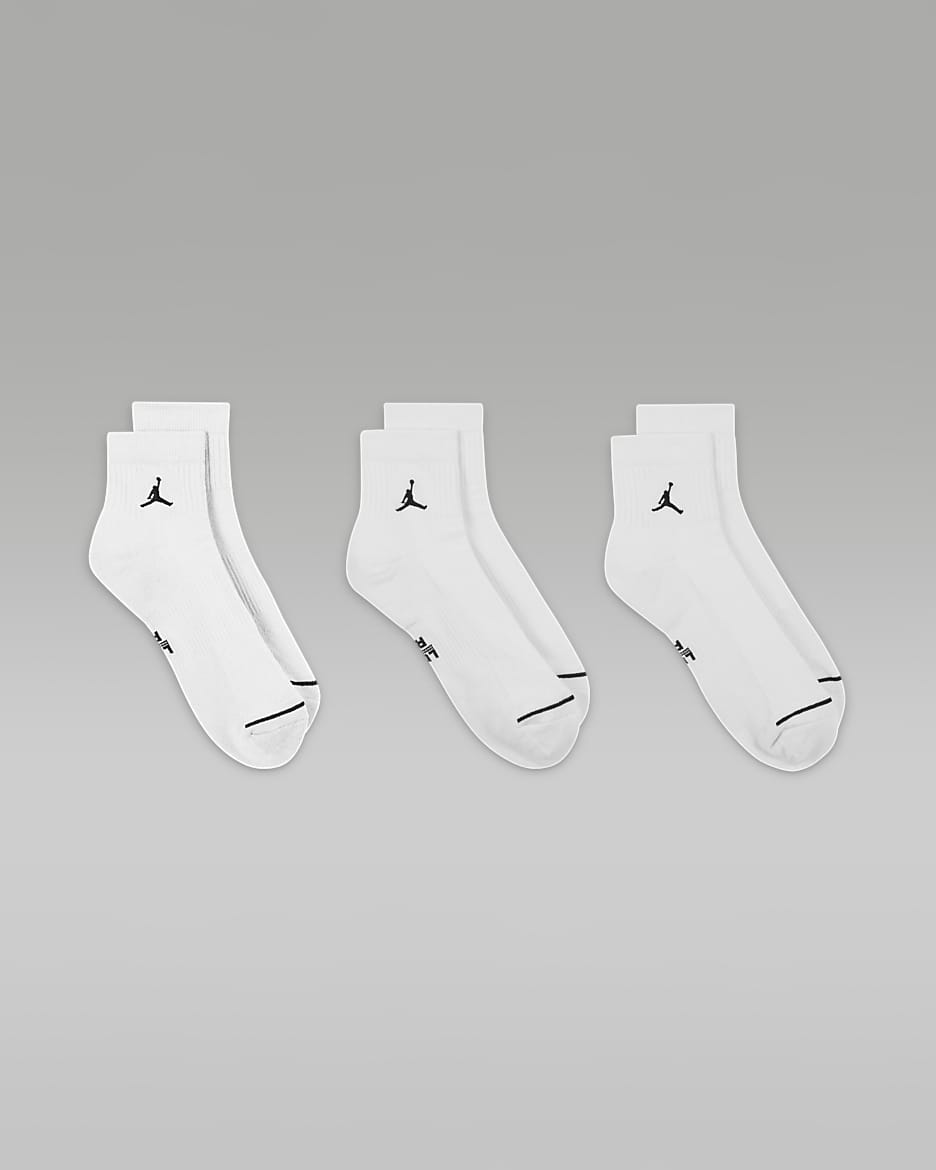 Jordan Knöchelsocken für jeden Tag (3 Paar) - Weiß/Schwarz