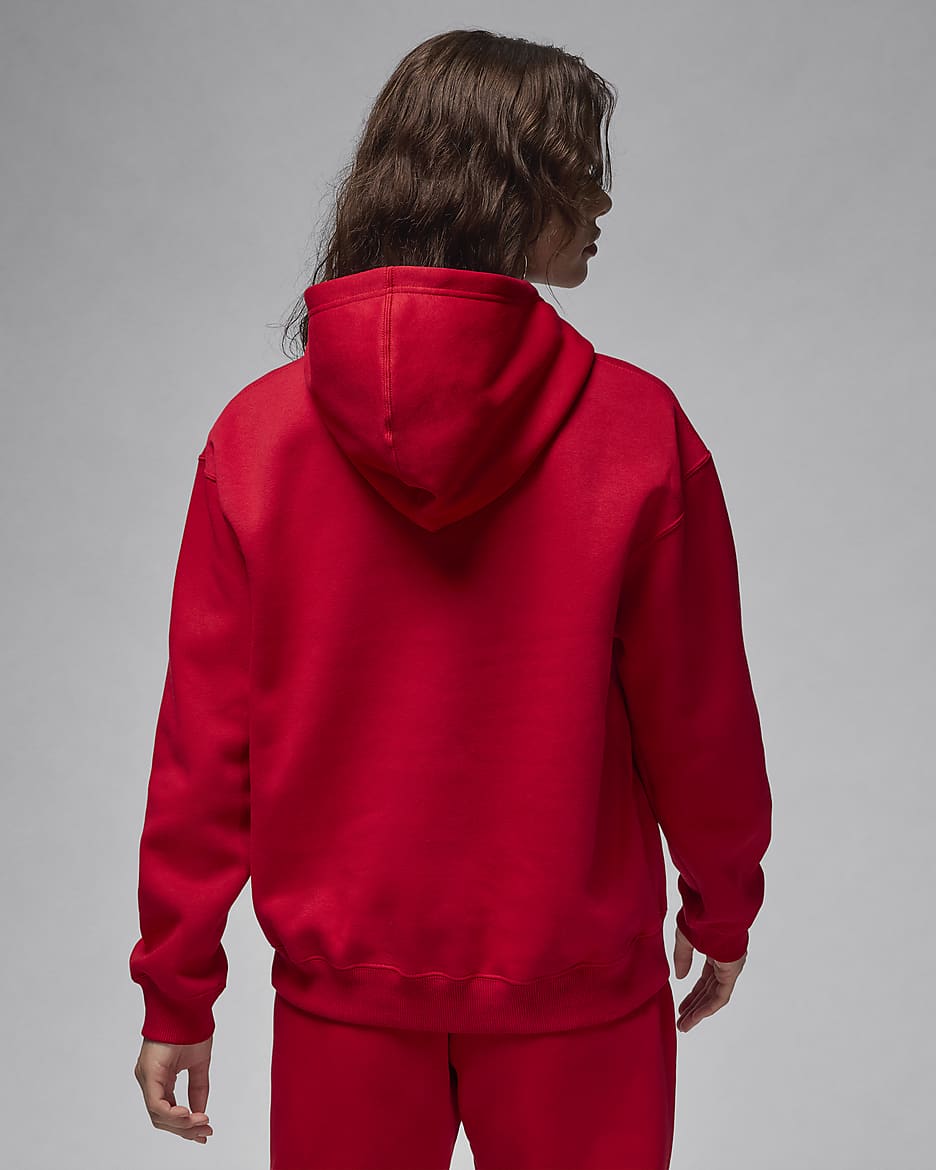 Jordan Brooklyn Fleece hettegenser til dame - Gym Red/Hvit