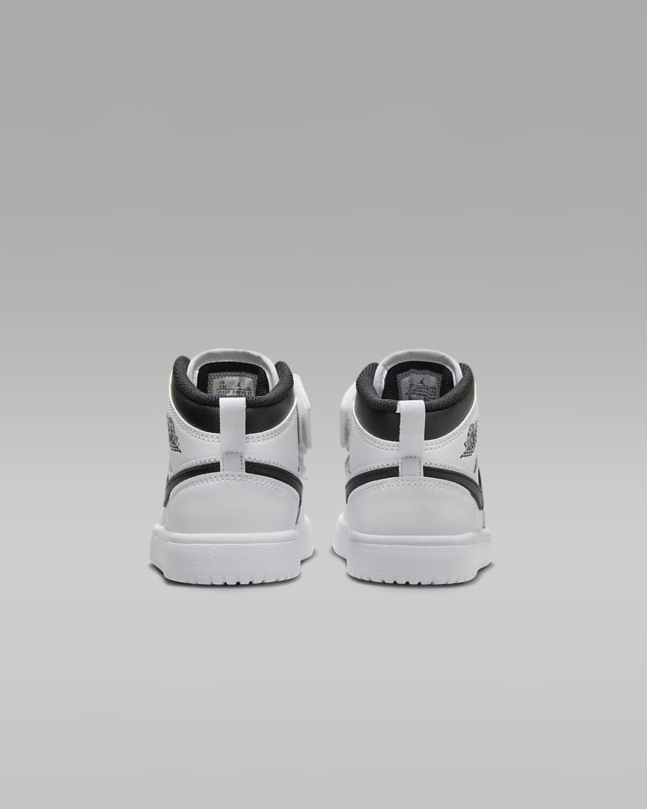 Calzado para niños de preescolar Jordan 1 Mid Alt - Blanco/Blanco/Negro/Negro