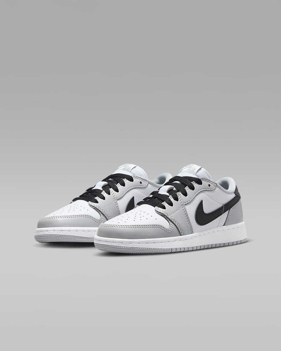 Air Jordan 1 Low OG 'Wolf Grey' Older Kids' Shoes - White/Wolf Grey/Black