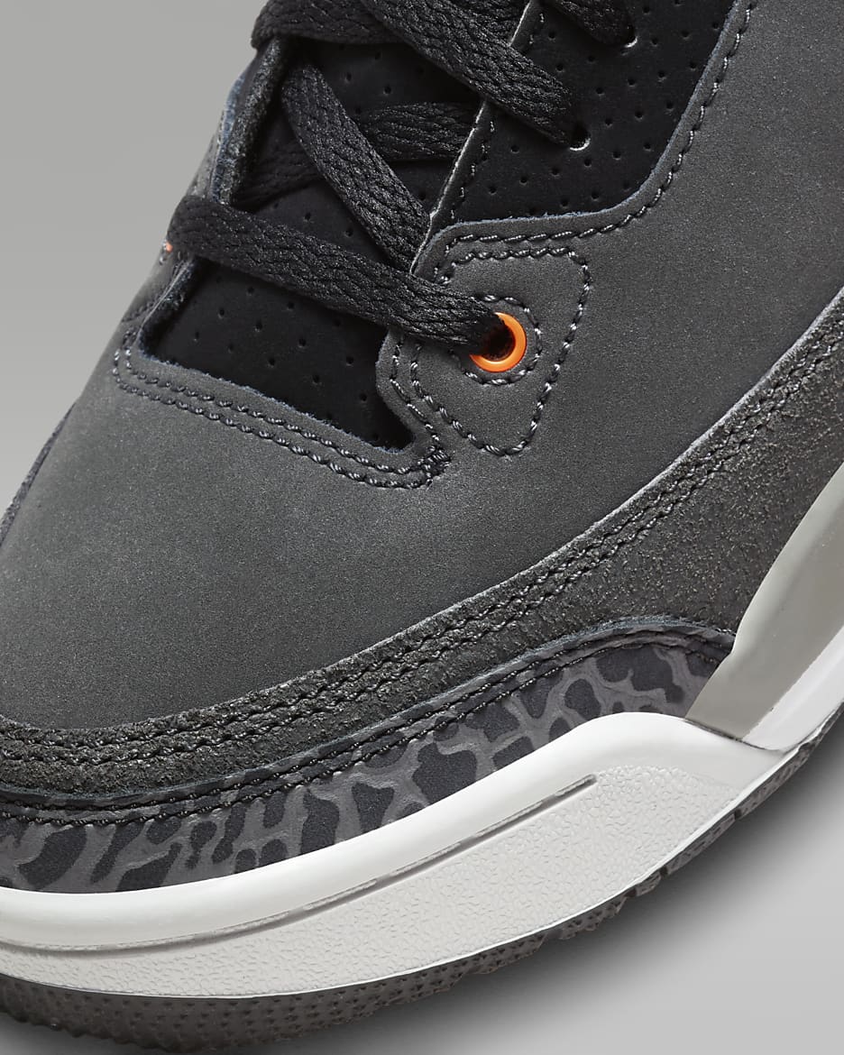 รองเท้าเด็กเล็ก Jordan 3 Retro - Night Stadium/ดำ/Flat Pewter/Total Orange