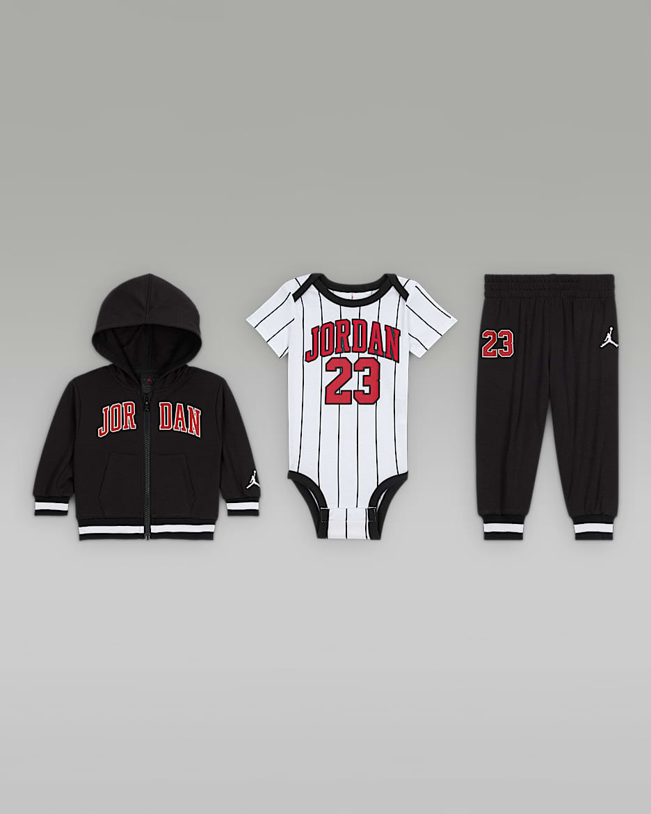 Jordan Baby (0-6M) 23 Jersey 3-Piece Full-Zip Hoodie Set - Black