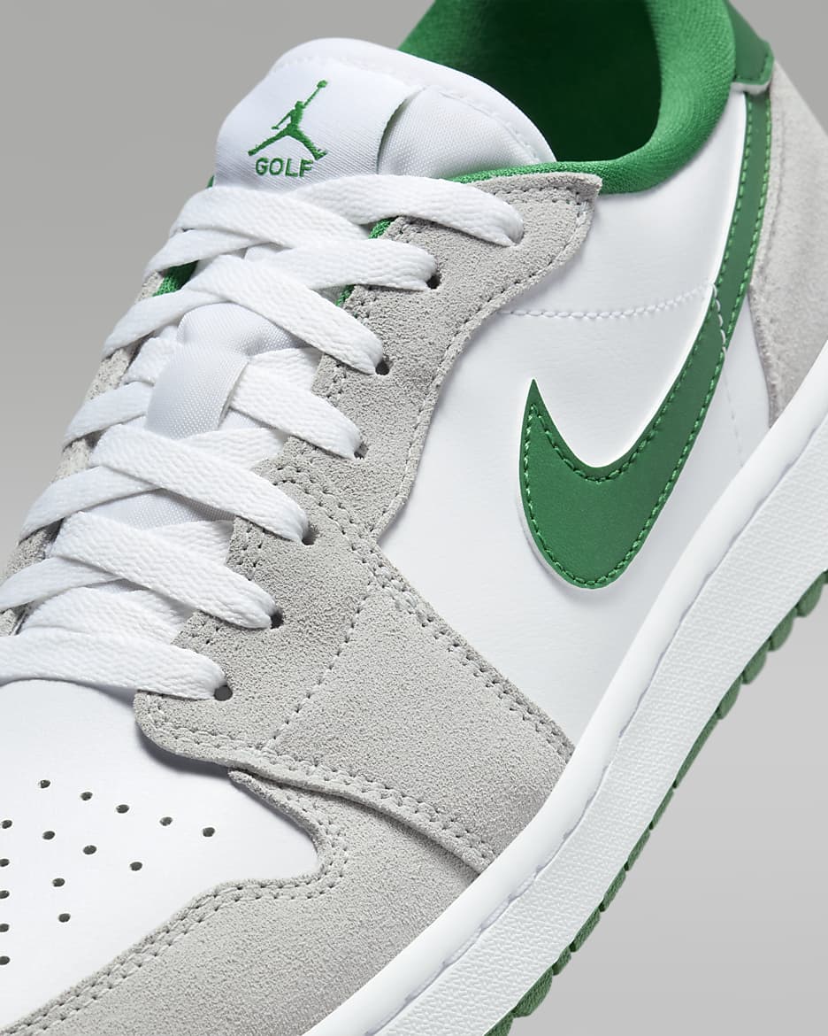 Air Jordan 1 Low G Golf Shoes - White/Light Smoke Grey/Pine Green