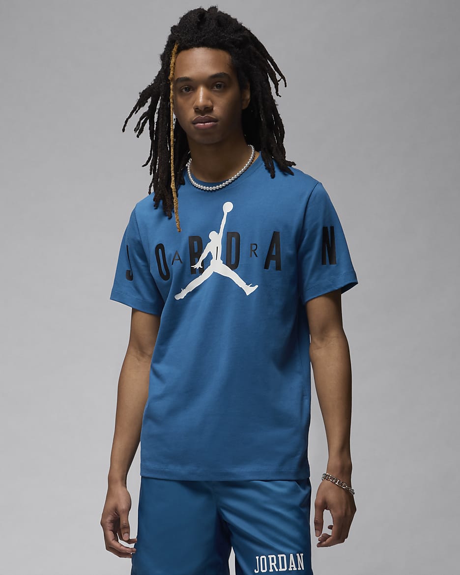 Jordan Air Men's Stretch T-Shirt - Industrial Blue/Black/Sail