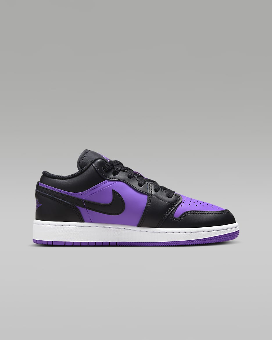 Air Jordan 1 Low Older Kids' Shoes - Purple Venom/White/Black